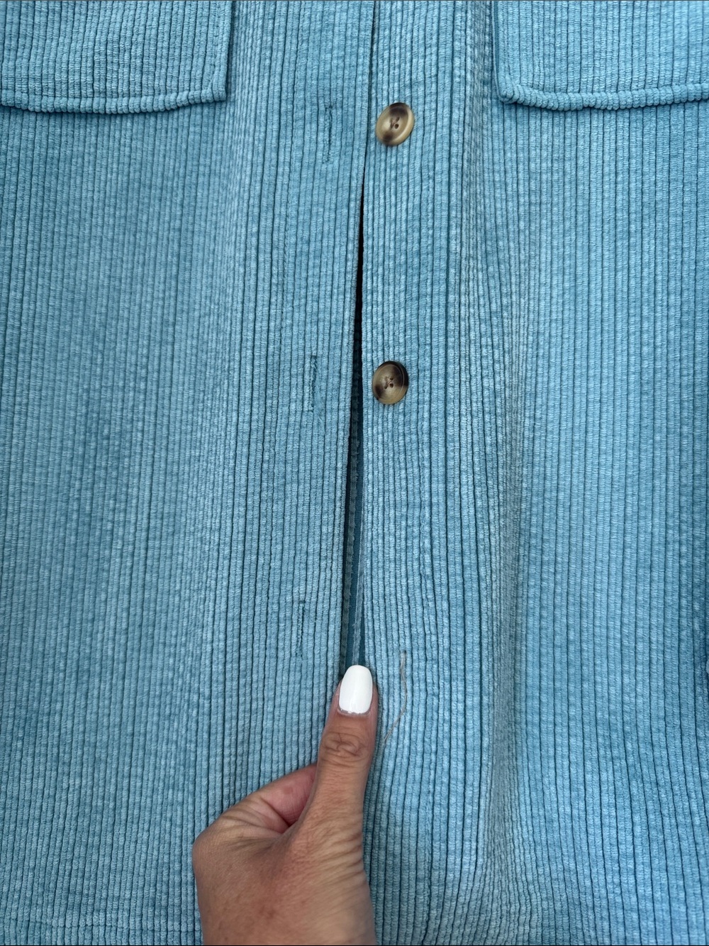 Forever 21 Dusty Blue Ribbed Button-Up Shacket - Picture 3 of 5